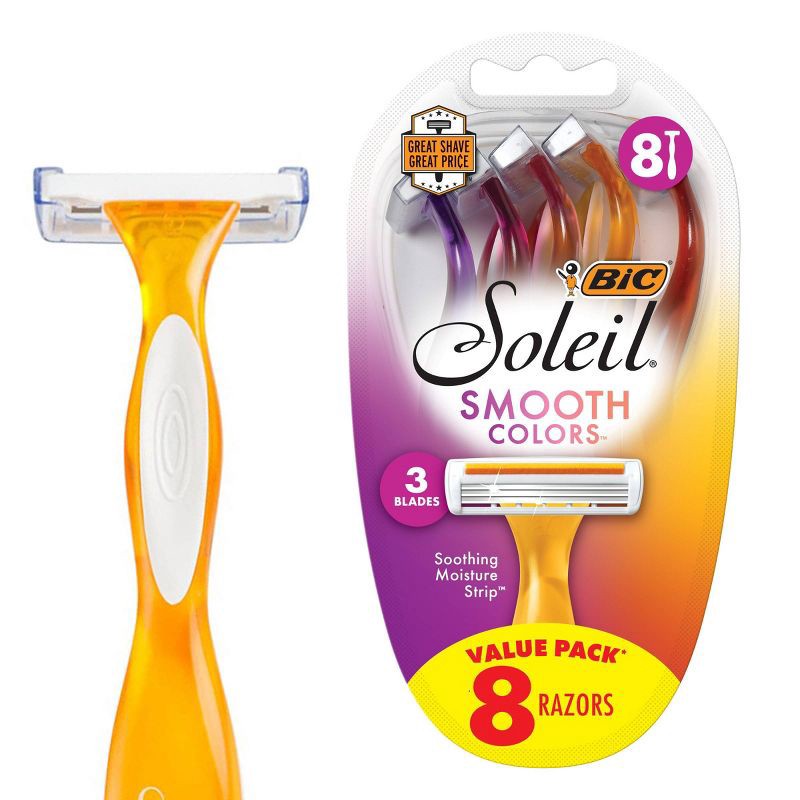 slide 1 of 7, BiC Soleil Smooth Colors 3-Blade Women's Disposable Razors - 8ct, 8 ct