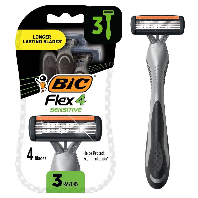 slide 1 of 8, BiC Men's Flex 4 Blades Sensitive Disposable Razors - 3ct, 3 ct