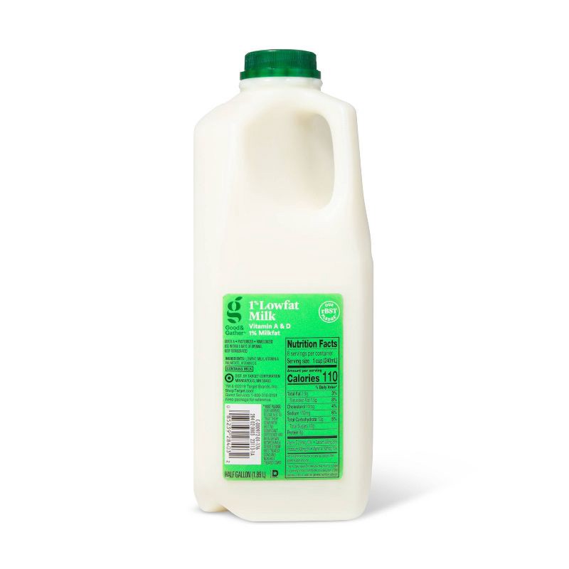 slide 1 of 2, 1% Low Fat Milk - 0.5gal - Good & Gather™, 1/2 gal