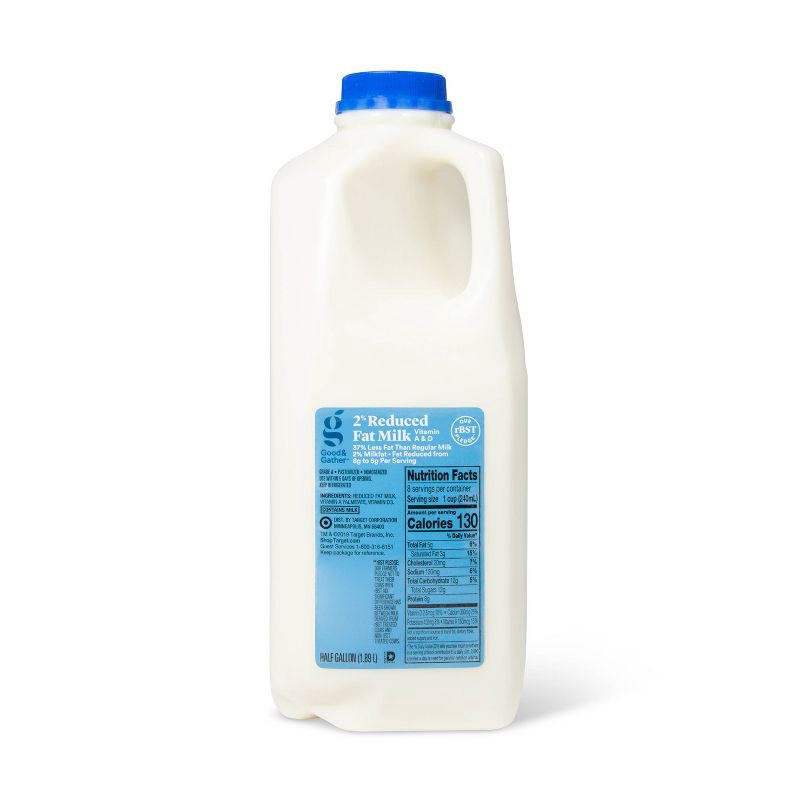 slide 1 of 4, 2% Reduced Fat Milk - 0.5gal - Good & Gather™, 1/2 gal