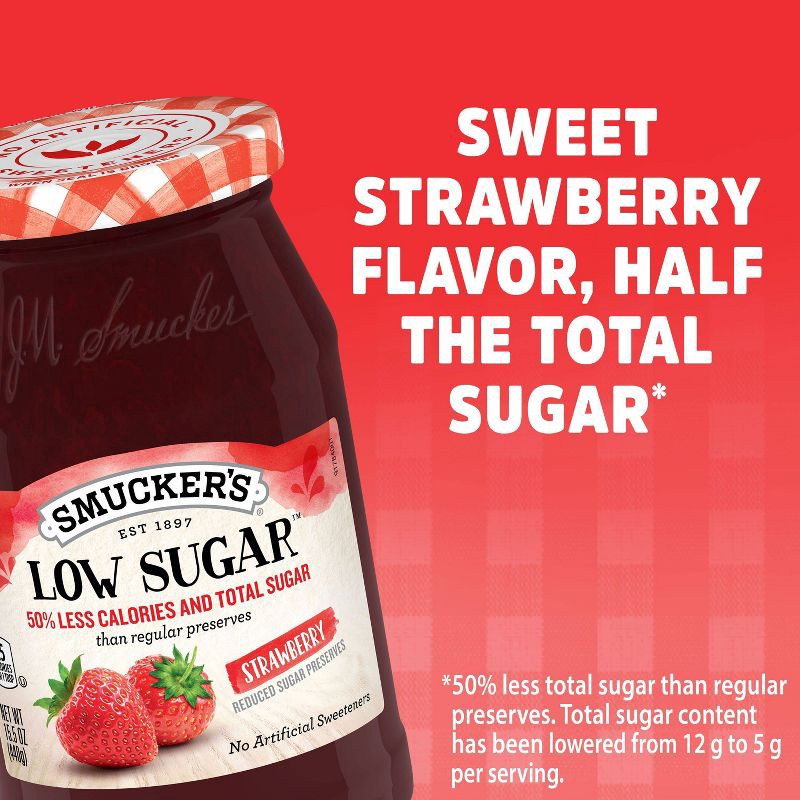 slide 4 of 5, Smucker's Low Sugar Strawberry Preserves - 15.5oz, 15.5 oz