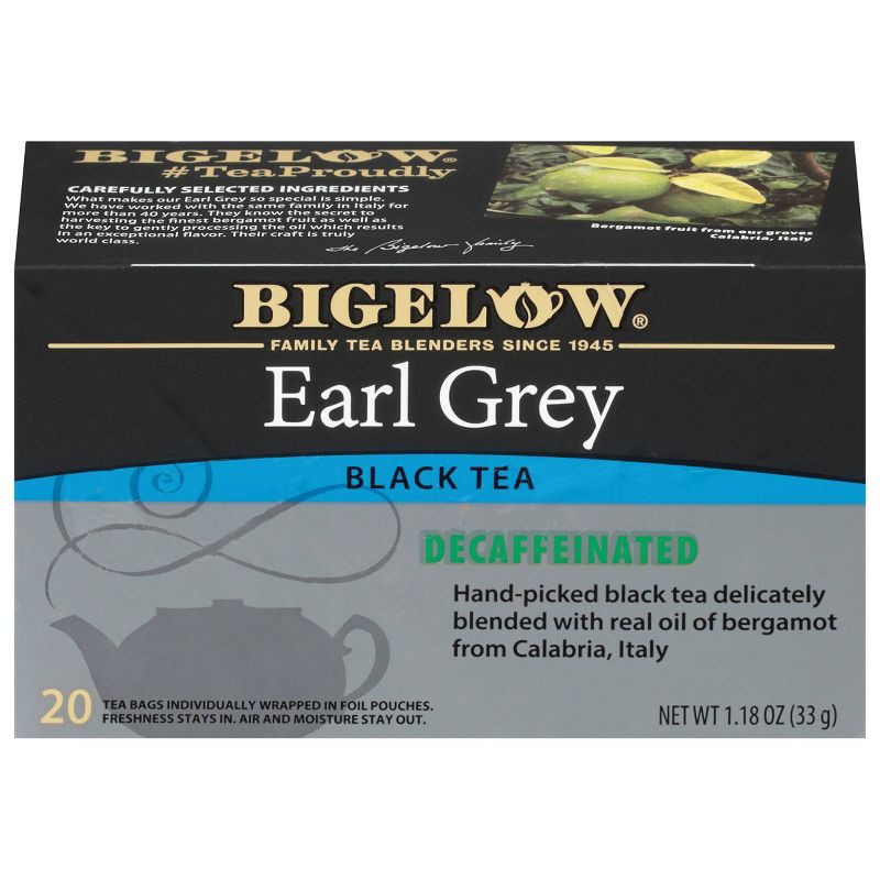 slide 1 of 6, Bigelow Earl Grey Black Tea Bags Decaffeinated - 20ct, 20 ct