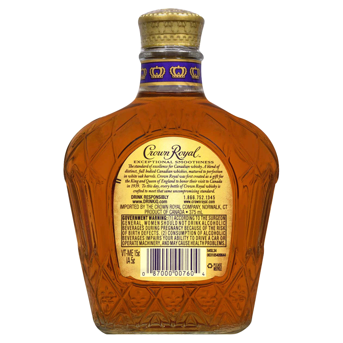 slide 2 of 2, Crown Royal Whisky Blended Canadian, 375 ml