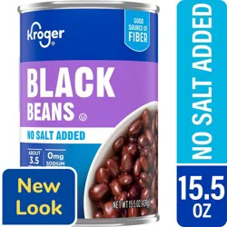 Kroger No Salt Added Black Beans, 15.5 oz