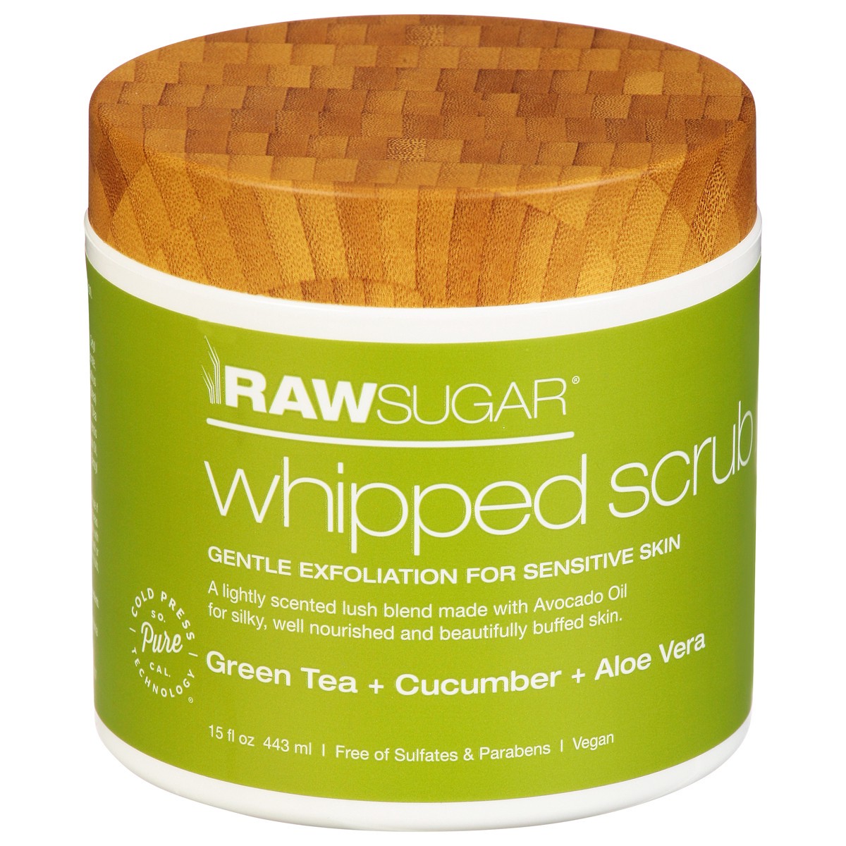slide 4 of 12, Raw Sugar Green Tea + Cucumber + Aloe Vera Whipped Scrub 15 fl oz, 15 oz
