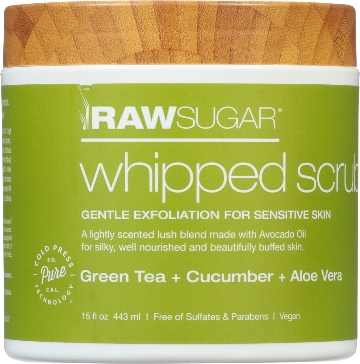 slide 6 of 12, Raw Sugar Green Tea + Cucumber + Aloe Vera Whipped Scrub 15 fl oz, 15 oz