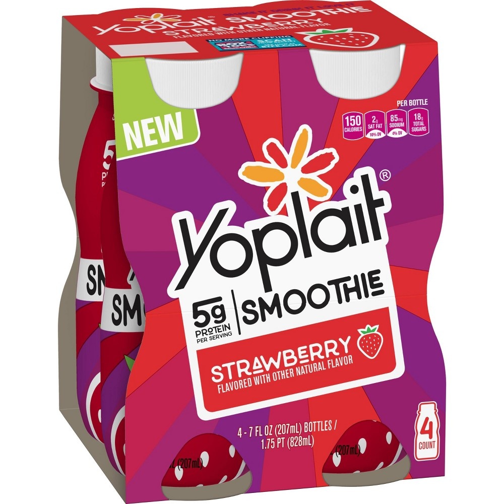 slide 2 of 3, Yoplait Smoothie, Strawberry, 4 ct; 7 fl oz