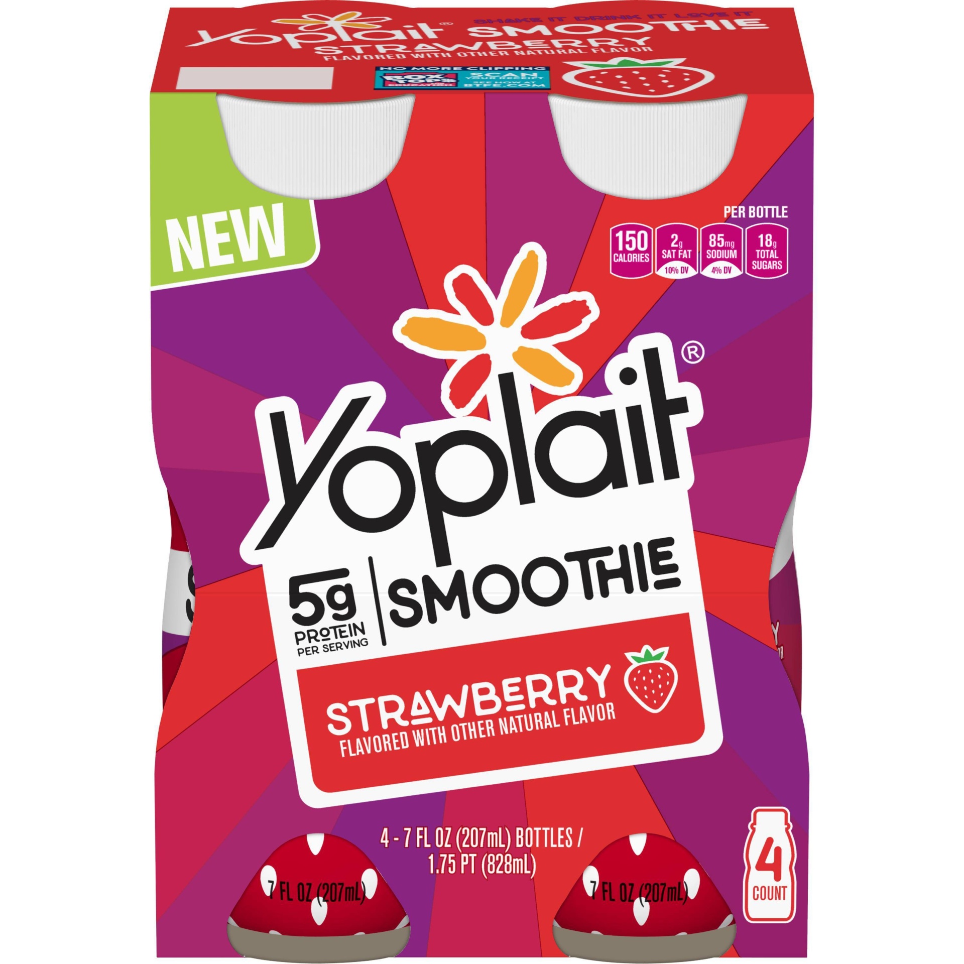 slide 1 of 3, Yoplait Smoothie, Strawberry, 4 ct; 7 fl oz