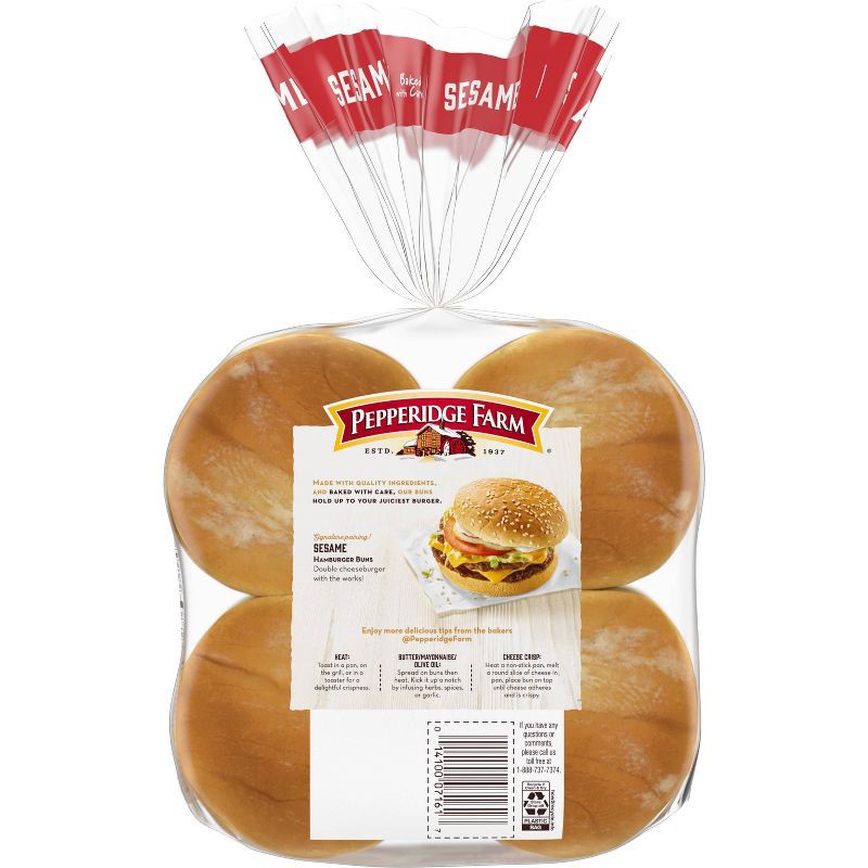 slide 5 of 8, Pepperidge Farm Bakery Classics Sesame Topped Hamburger Buns - 15oz/8ct, 8 ct; 15 oz
