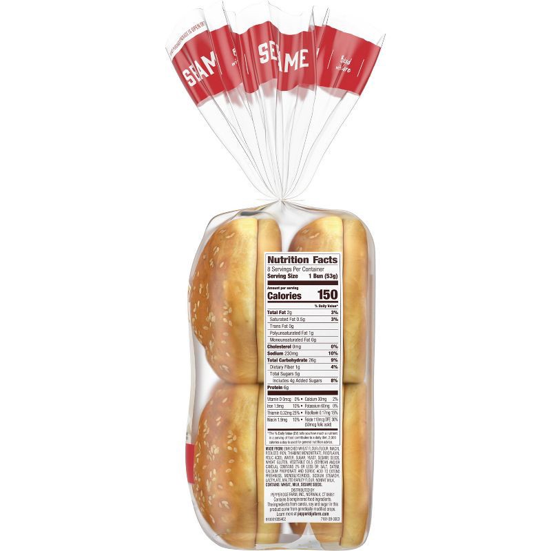 slide 6 of 8, Pepperidge Farm Bakery Classics Sesame Topped Hamburger Buns - 15oz/8ct, 8 ct; 15 oz