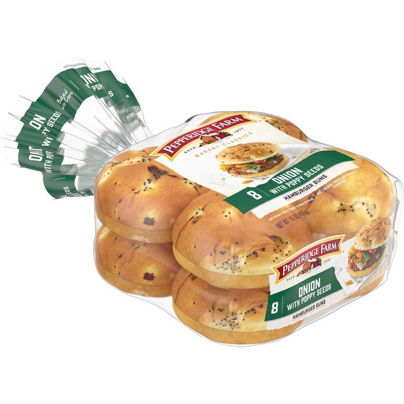slide 6 of 7, Pepperidge Farm Bakery Classics Onion with Poppy Seeds Hamburger Buns - 15oz/8pl, 15 oz
