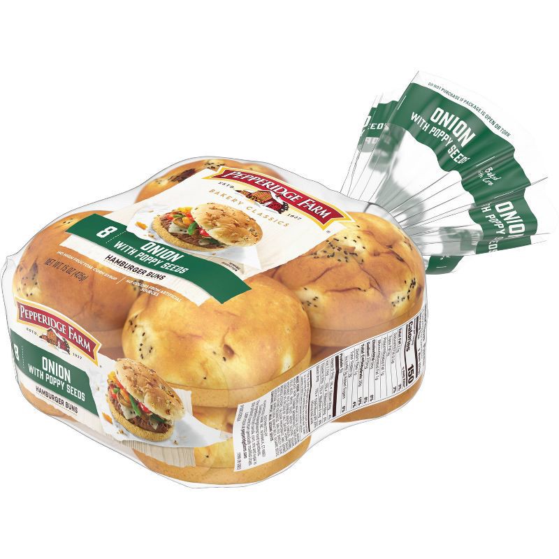 slide 7 of 7, Pepperidge Farm Bakery Classics Onion with Poppy Seeds Hamburger Buns - 15oz/8pl, 15 oz