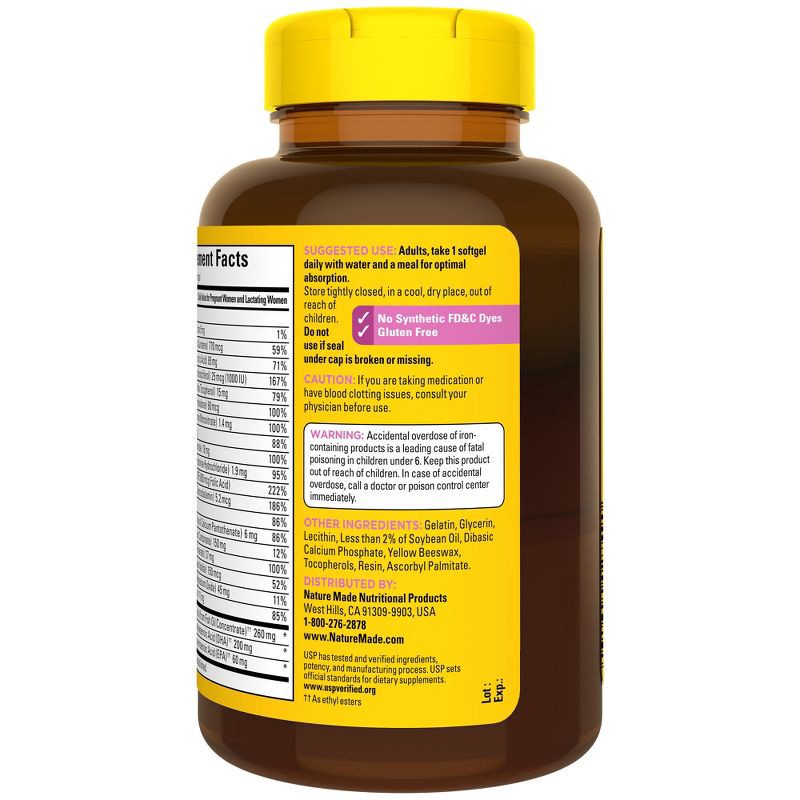 slide 9 of 10, Nature Made Prenatal with Folic Acid + DHA, Prenatal Vitamin and Mineral Supplement Softgels - 90ct, 90 ct