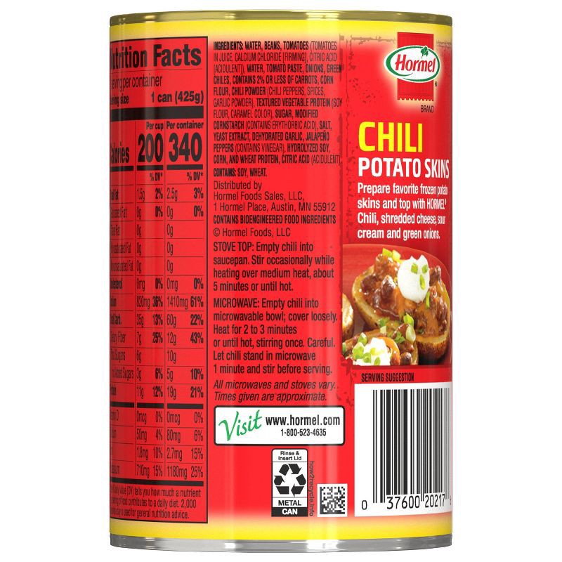 slide 4 of 10, Hormel 99% Fat Free Vegetarian with Beans Chili - 15oz, 15 oz