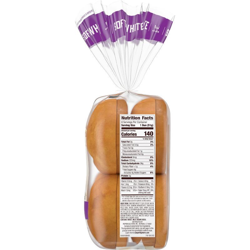 slide 6 of 8, Pepperidge Farm Bakery Classics Soft White Hamburger Buns - 15oz/8ct, 8 ct; 15 oz