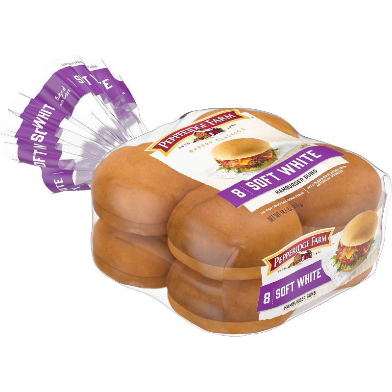 slide 7 of 8, Pepperidge Farm Bakery Classics Soft White Hamburger Buns - 15oz/8ct, 8 ct; 15 oz