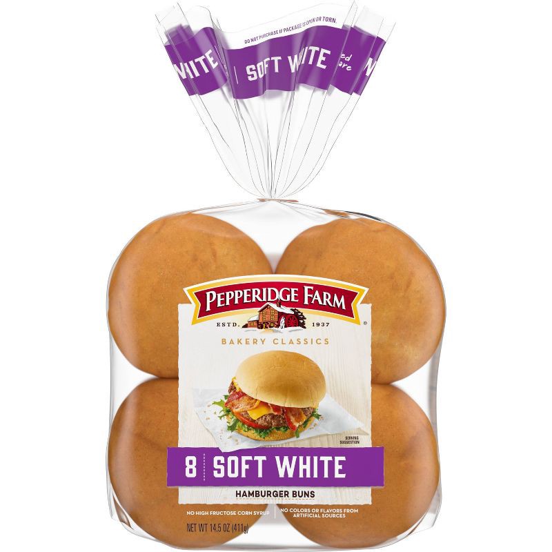 slide 1 of 7, Pepperidge Farm Bakery Classics Soft White Hamburger Buns - 15oz/8ct, 8 ct; 15 oz