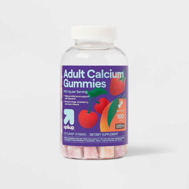 slide 1 of 4, Calcium Gummies - Orange, Strawberry & Cherry - 100ct - up&up™, 100 ct