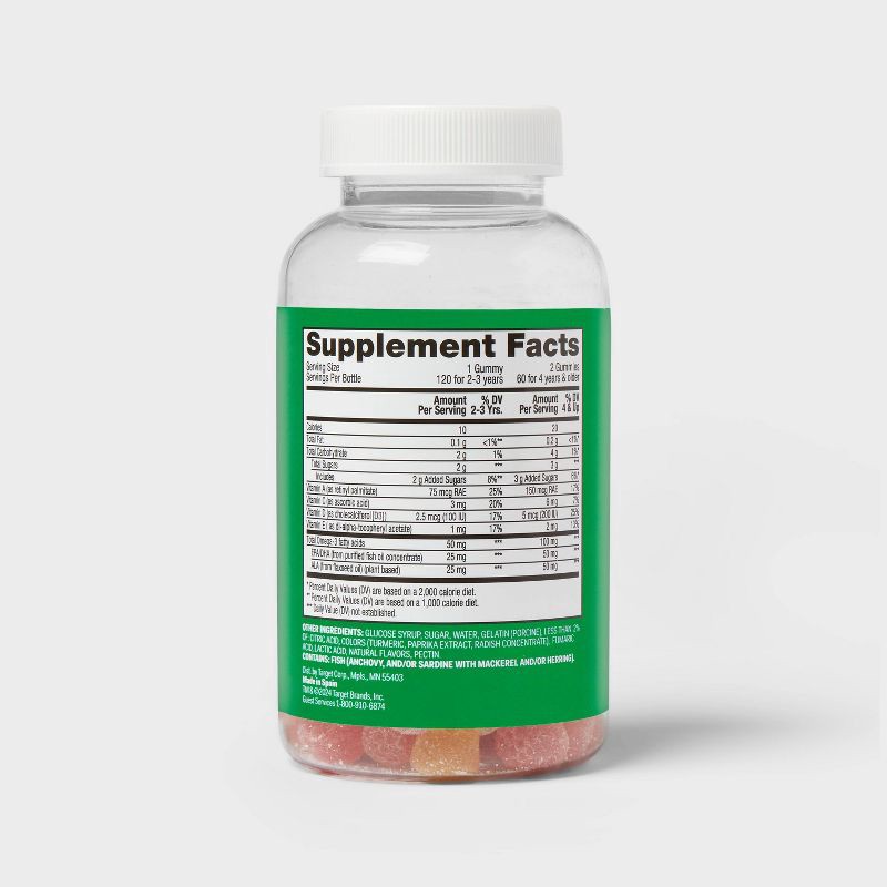 slide 3 of 5, Kids' Omega-3 Gummies - Lemonade, Strawberry, & Cherry - 120ct - up&up™, 120 ct
