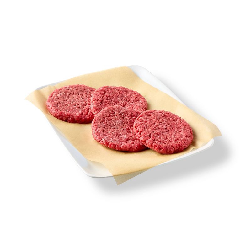 slide 2 of 4, 93/7 Ground Beef Burger Patties - 1lb - Good & Gather™, 1 lb