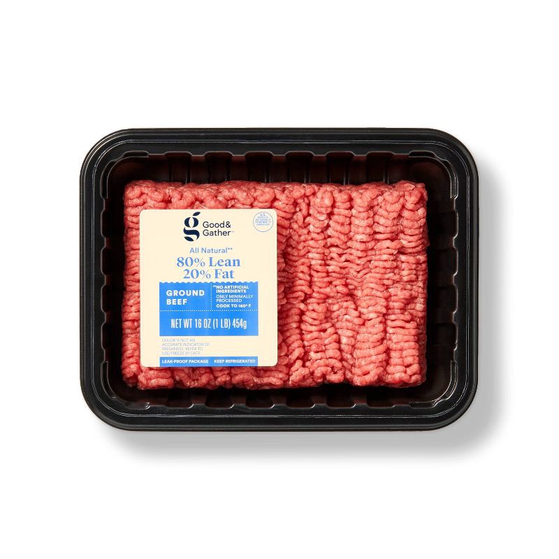 slide 1 of 3, All Natural 80/20 Ground Beef - 1lb - Good & Gather™, 1 lb