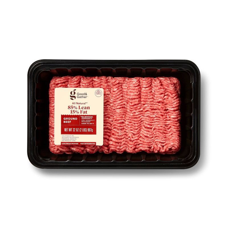 slide 1 of 3, All Natural 85/15 Ground Beef - 2lbs - Good & Gather™, 2 lb