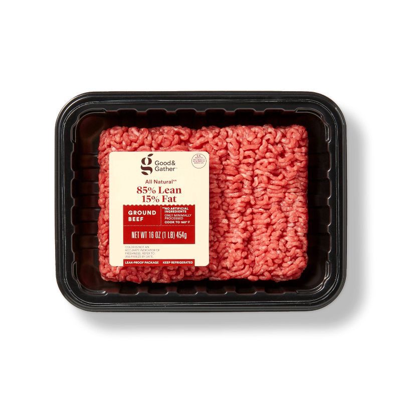 slide 1 of 3, All Natural 85/15 Ground Beef - 1lb - Good & Gather™, 1 lb