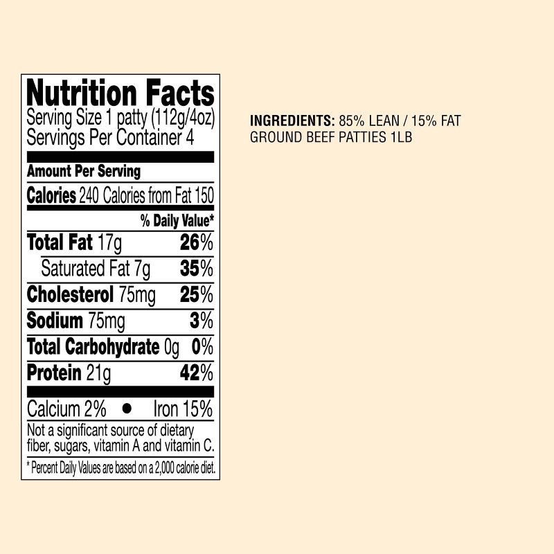 slide 4 of 4, All Natural 85/15 Ground Round Burger Patties - 4pk/1lb - Good & Gather™, 4 ct; 1 lb