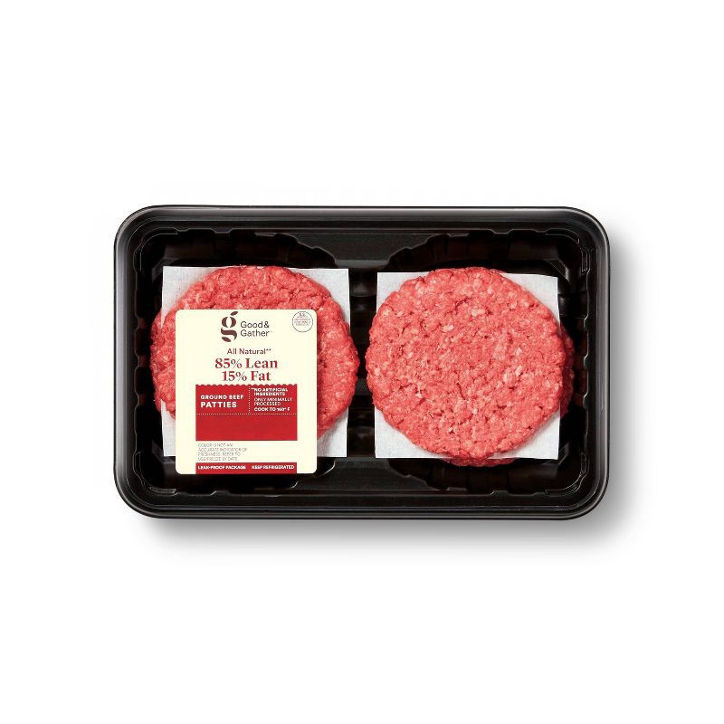slide 1 of 6, Fresh All Natural 85/15 Ground Round Burger Patties - 4pk/1lb - Good & Gather™, 4 ct; 1 lb