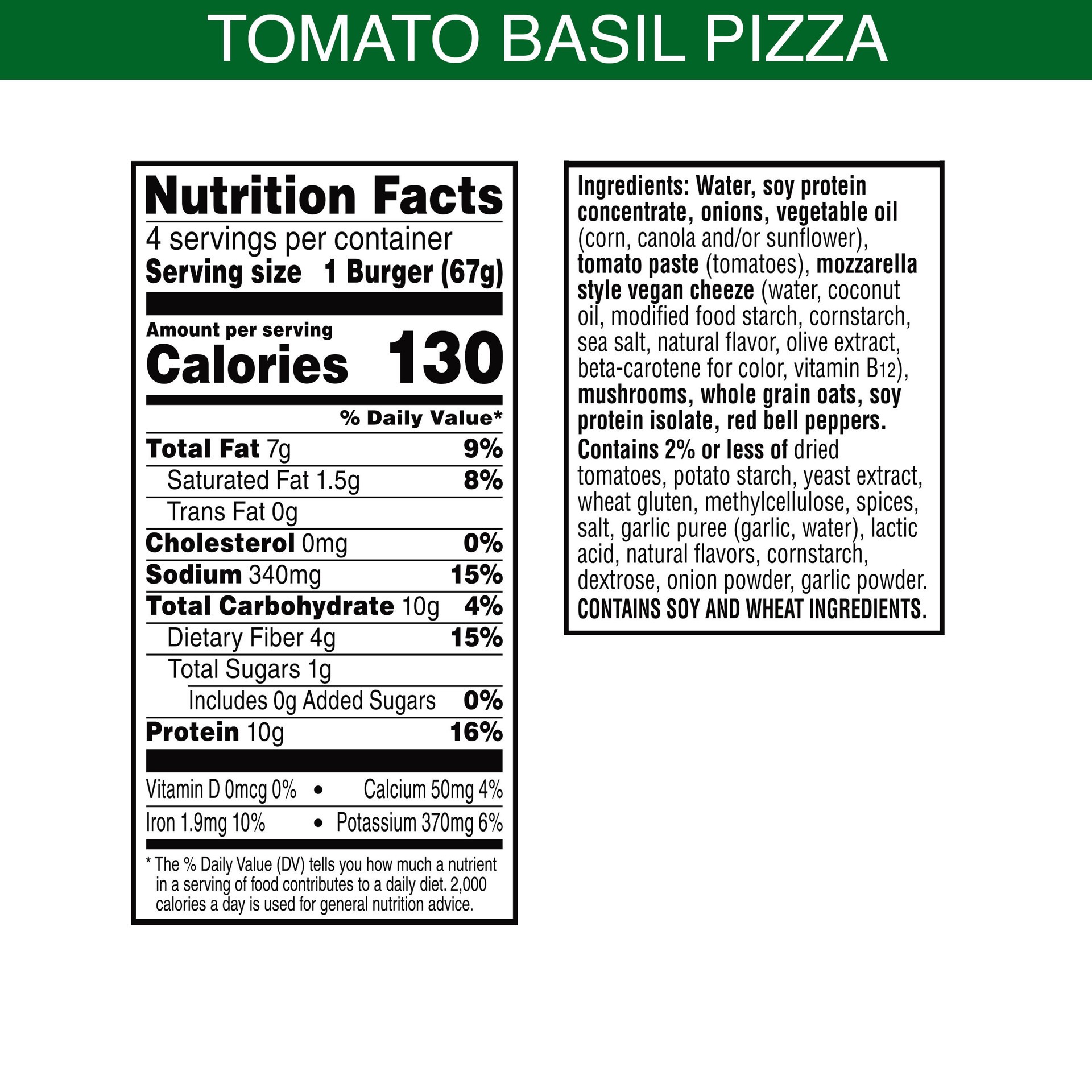 slide 3 of 5, MorningStar Farms Veggie Burgers, Tomato Basil Pizza, 9.5 oz, 4 Count, Frozen, 9.5 oz