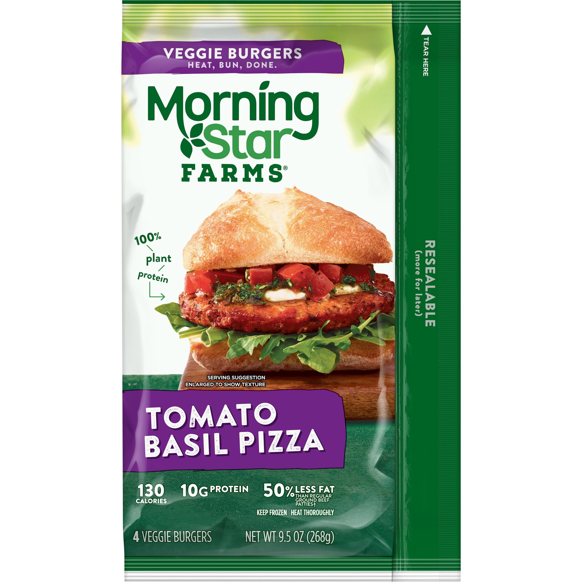 slide 1 of 5, MorningStar Farms Veggie Burgers, Tomato Basil Pizza, 9.5 oz, 4 Count, Frozen, 9.5 oz