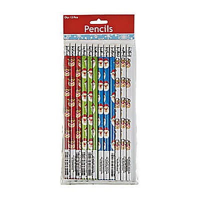 slide 1 of 1, Fun Express Reindeer & Santa Assorted Holiday Pencils, 12 ct