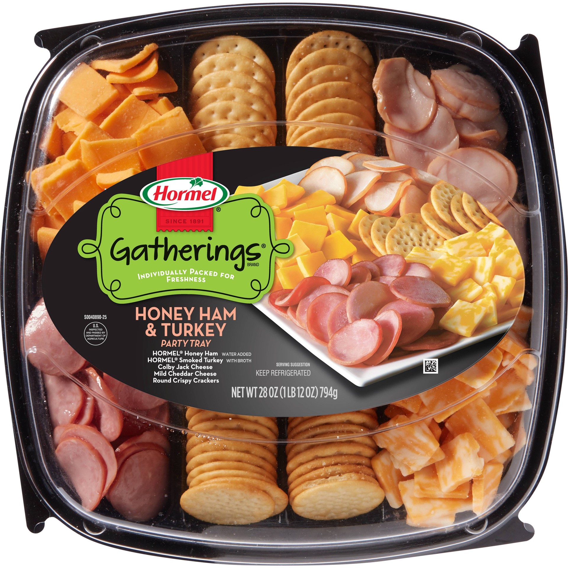 slide 4 of 5, HORMEL GATHERINGS Honey Ham & Turkey Party Tray, 1.75 lb, 28 oz