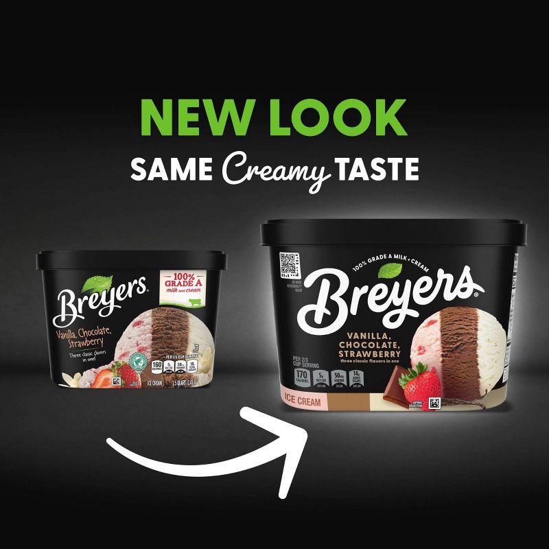 slide 3 of 9, Breyers Ice Cream Breyers Vanilla Chocolate Strawberry Ice Cream - 1.5qt, 1.5 qt