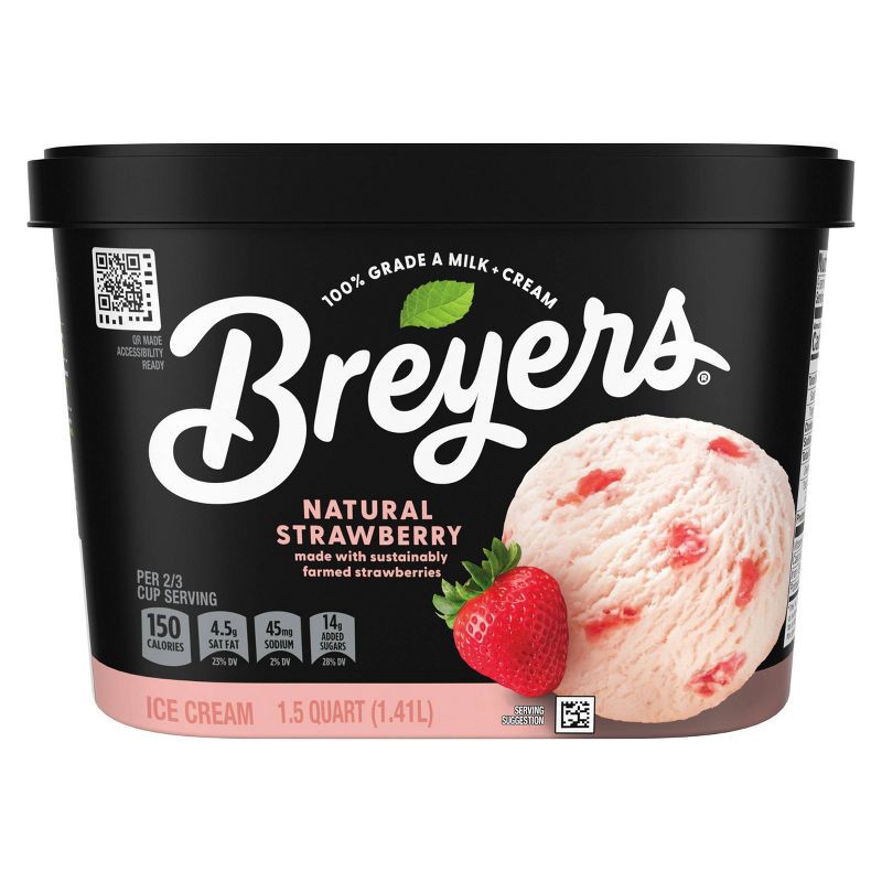 slide 1 of 9, Breyers Ice Cream Breyers All Natural Strawberry Ice Cream - 48oz, 48 oz