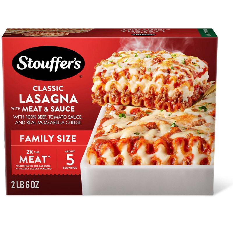 slide 1 of 11, Stouffer's Family Size Frozen Lasagna with Meat & Sauce - 38oz, 38 oz