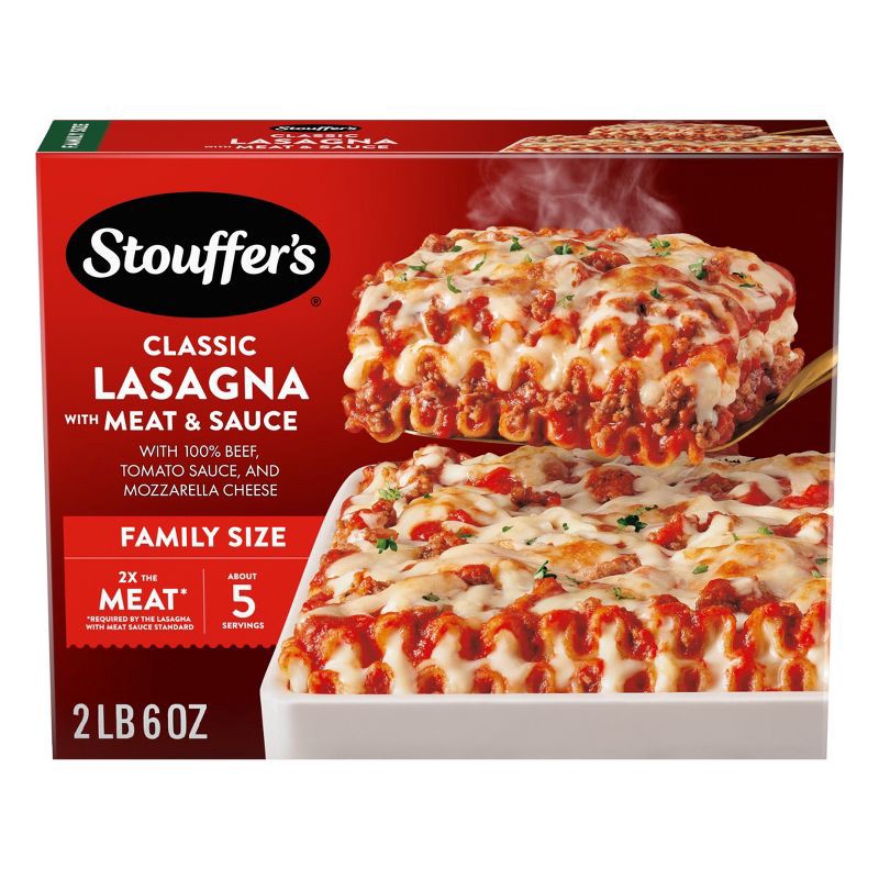 slide 1 of 8, Stouffer's Family Size Lasagna with Meat & Sauce Frozen Family Meals - 38oz, 38 oz