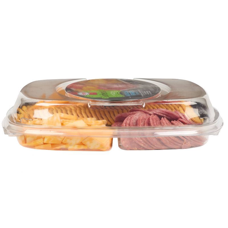 slide 4 of 9, Hormel Gatherings Hard Salami, Pepperoni, Cheese & Crackers Charcuterie Party Tray - 28oz, 28 oz