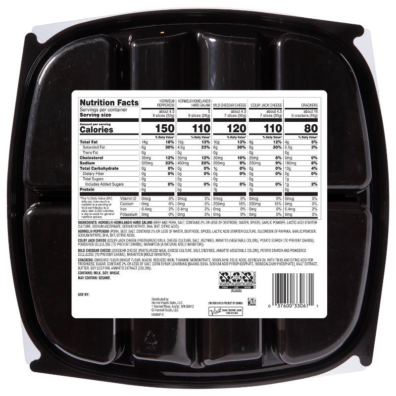 slide 3 of 9, Hormel Gatherings Hard Salami, Pepperoni, Cheese & Crackers Charcuterie Party Tray - 28oz, 28 oz