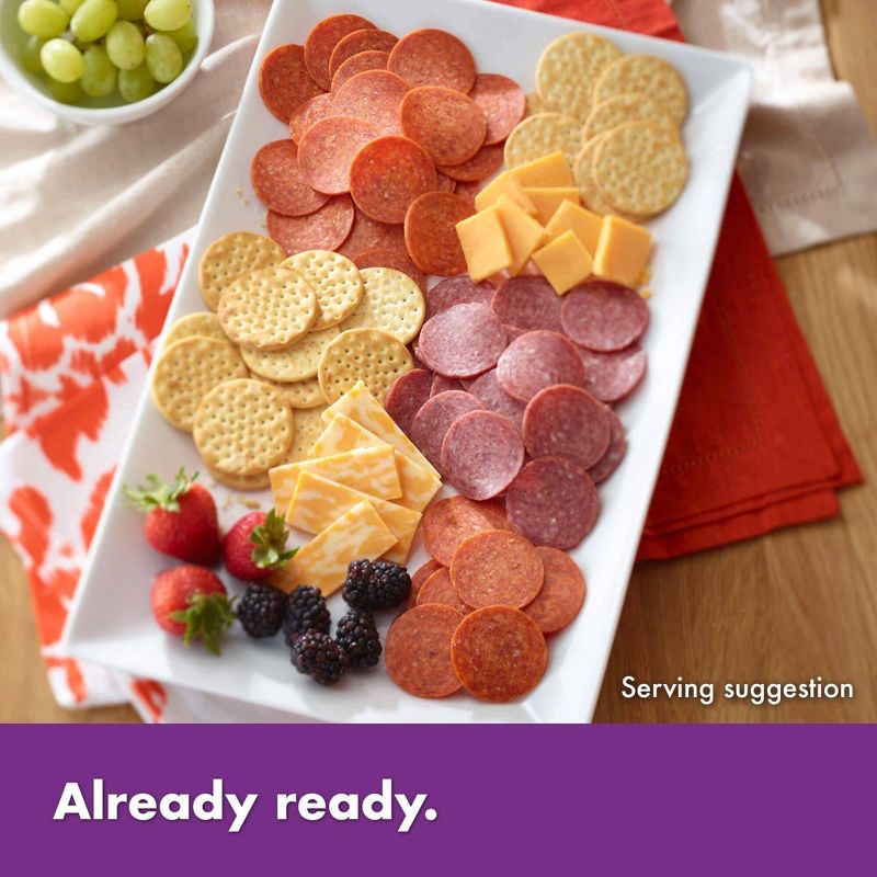 slide 4 of 6, Hormel Gatherings Hard Salami, Pepperoni, Cheese & Crackers Charcuterie Party Tray - 28oz, 28 oz