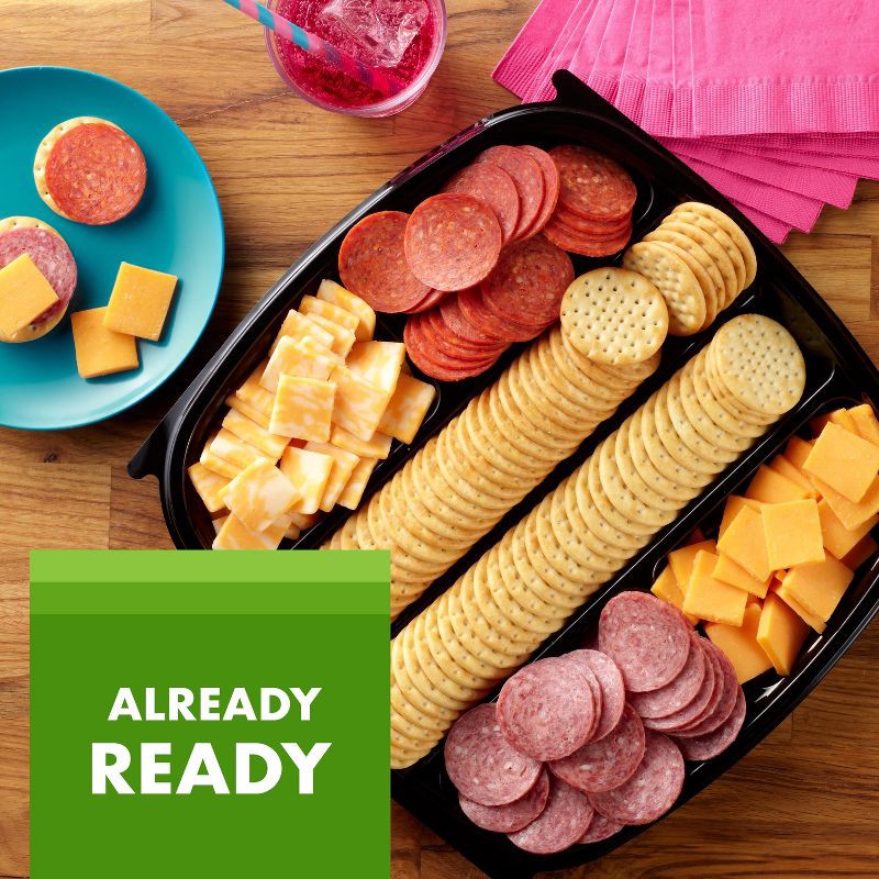 slide 9 of 9, Hormel Gatherings Hard Salami, Pepperoni, Cheese & Crackers Charcuterie Party Tray - 28oz, 28 oz