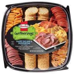 Hormel Gatherings Hard Salami, Pepperoni, Cheese & Crackers Charcuterie Party Tray - 28oz