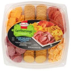 Hormel Gatherings Hard Salami, Pepperoni, Cheese & Crackers Charcuterie Party Tray - 28oz