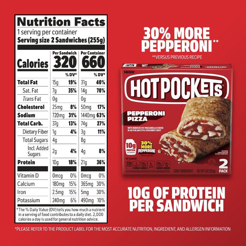 slide 8 of 13, Hot Pockets Pepperoni Pizza Frozen Snacks - 9oz/2ct, 2 ct; 9 oz