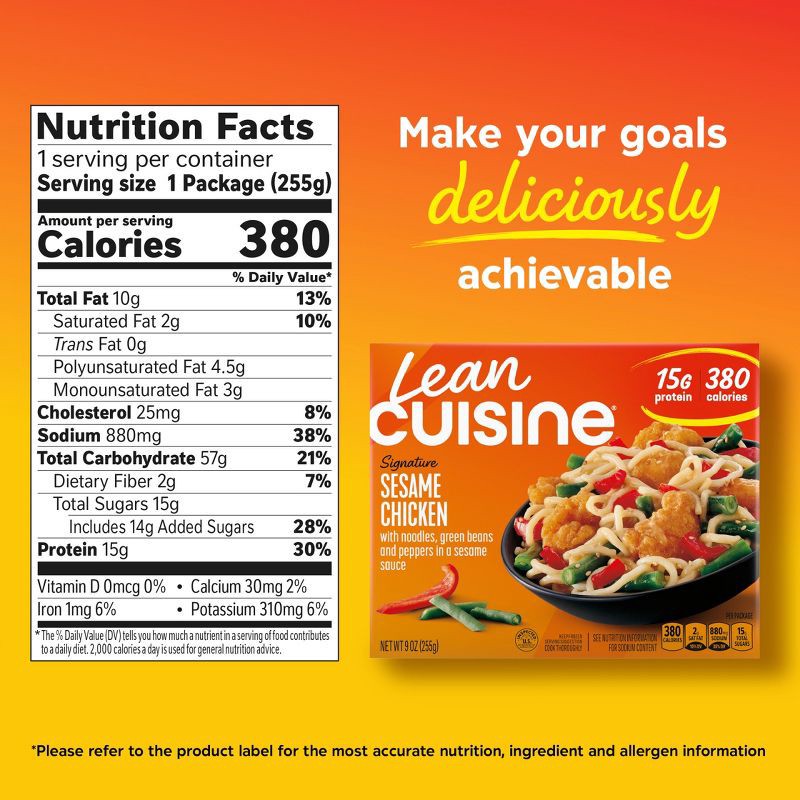 slide 4 of 7, Lean Cuisine Cafe Cuisine Frozen Sesame Chicken Microwave Meal - 9oz, 9 oz