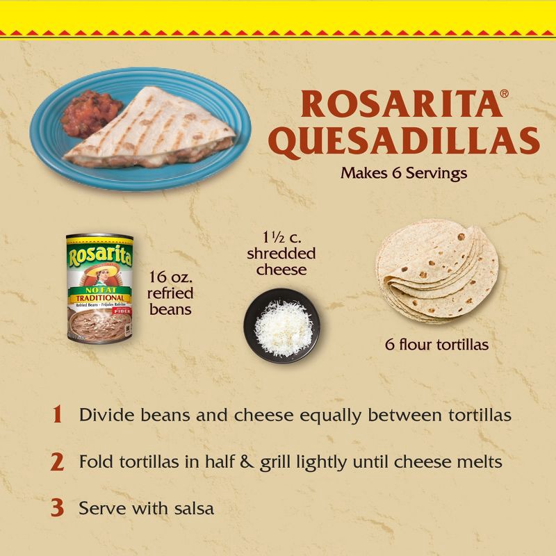 slide 5 of 5, Rosarita Traditional No Fat Refried Beans - 16oz, 16 oz
