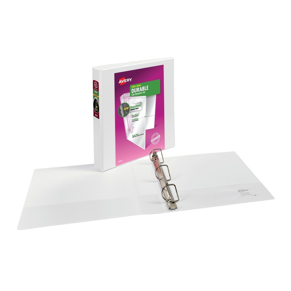 slide 3 of 4, Avery 1.5" Durable View Ring Binder White, 375 sheets