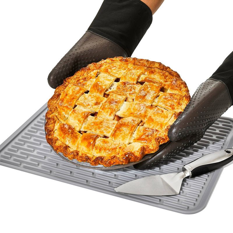 slide 8 of 8, OXO Silicone Dish Drying Mat - Gray (Large): Dishwasher-Safe Drying Rack for Dishes, 16.9" x 12.5" Silicone Mat, 1 ct