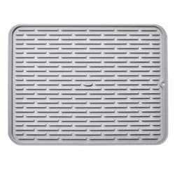 OXO Silicone Dish Drying Mat - Gray (Large): Dishwasher-Safe Drying Rack for Dishes, 16.9" x 12.5" Silicone Mat