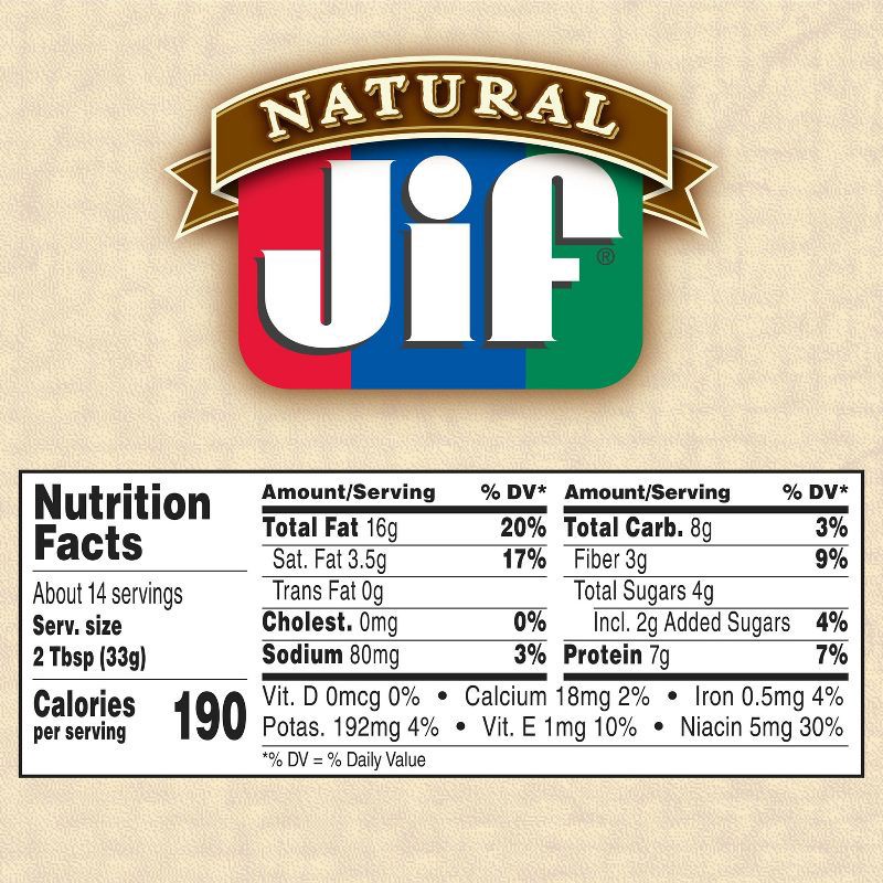 slide 5 of 5, Jif Natural Creamy Peanut Butter Spread - 16oz, 16 oz